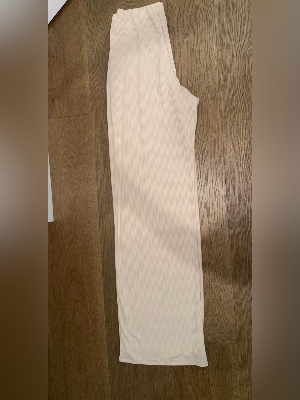Women’s Cream Ribbed Wide-Leg Pants